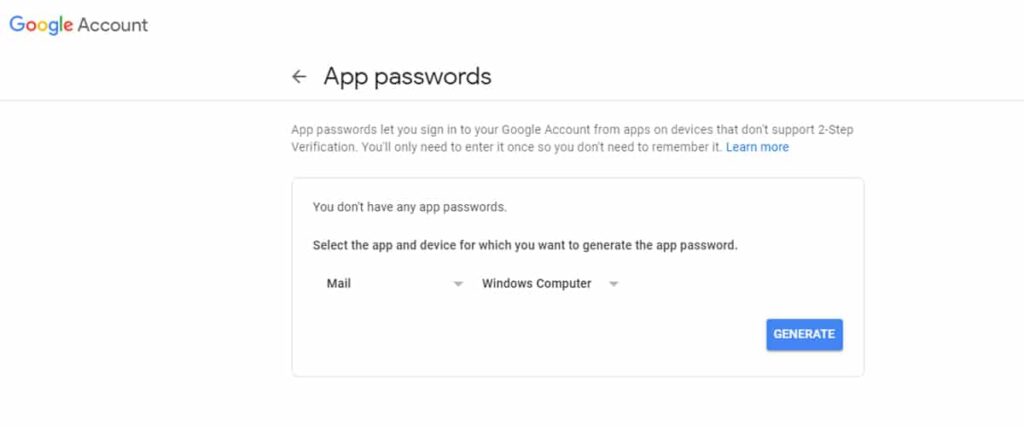 App passwords- The CAG