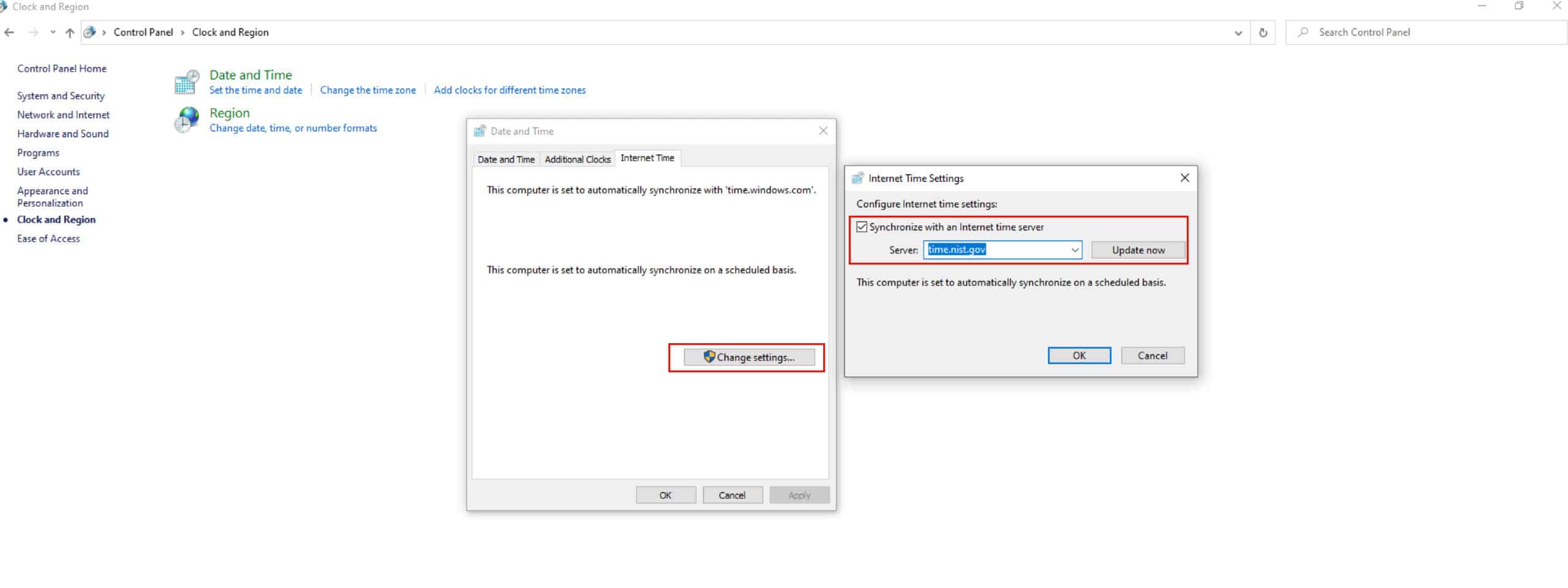 Sync computer manually - The CAG