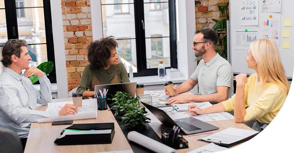 Business team collaborating during a project planning meeting